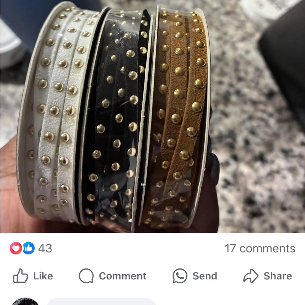 Studded Faux-Leather  Trio - White, Black & Brown